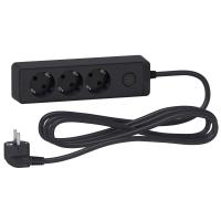 SE Unica Extend Черный Удлинитель 3 розетки 2К+З, кабель 3м