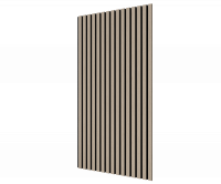 Акустическая панель, черный войлок, 1200х600х21мм, рейки МДФ, шпон дуб латте бежевый Акустическая панель, черный войлок, 1200х600х21мм, рейки МДФ, шпон дуб латте бежевый