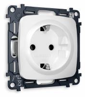 Комплект механизма электрической розетки OMEGA MO126010 Белый матовый с заземлением на винтовых зажимах 2P+E 16A-250V QUANT