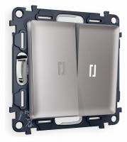 Комплект механизма 2-клавишного выключателя с подсветкой 5600K ALFA MA504015 Сталь матовый QUANT