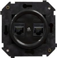 BIRONI Шедель Пластик Черный Розетка  2-ая RJ45  (скрытый монтаж)