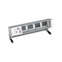 Simon 400 Алюминий Настольный розеточный блок, 1х2P+E, 4 пустых модуля