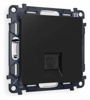 Комплект механизма телефонной розетки ALFA MA812030 Черный матовый RJ-11(4P4C) с защитной шторкой QUANT