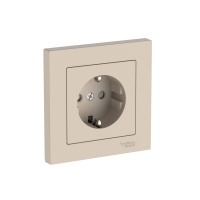 Systeme Electric AtlasDesign Песочный Розетка с заземлением со шторками, 16А, в сборе, быстрозажим. клем.
