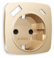 Лицевая панель ALFA (Шампань) для электрической розетки с заземлением со шторками 2USB A+C QUANT AP6100