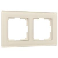 Рамка из стекла на 2 поста Favorit молочный W0021141