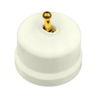 BIRONI Лизетта Пластик Слоновая кость Выключатель проходной 1-кл (тумблерный), ручка Золото