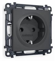 Комплект механизма электрической розетки ALFA MA906010 Графит мягкое касание с заземлением на винтовых зажимах 2P+E 16A-250V QUANT
