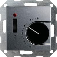 Gira S-55 Алюминий Термостат с размык.контактом, выкл. и контр.лампой