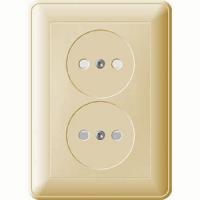 SE Wessen 59 Беж Розетка 2-ая б/з со шторками, (в сборе, с рамкой)