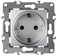 ЭРА 12-2102-03 Розетка 2P+E Schuko со шторками, 16A-250В, IP20, 12, Алюминий