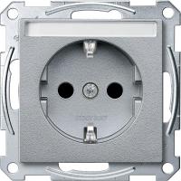 SE Merten SM Алюминий Розетка Schuko с полем для надписи, с защитными шторками, безвинт. зажим