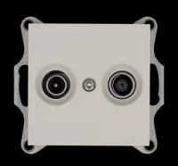 Jasmart Розетка TV+FM Φ9.5mm проходная с накладкой, цвет Тауп