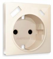 Лицевая панель ALFA (Бежевый глянец) для электрической розетки с заземлением со шторками 2USB A+C QUANT AP3100