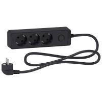 SE Unica Extend Черный Удлинитель 3 розетки 2К+З, кабель 1,5м