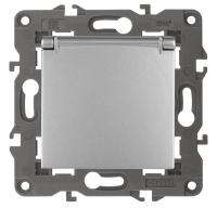 ЭРА 14-2103-03 Elegance Алюминий Розетка с/з со шт с крышкой