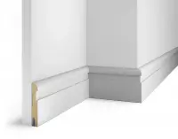 Плинтус AP29 под покраску, белый, с пазом под 20 молдинг, 102x16x2400 мм, МДФ