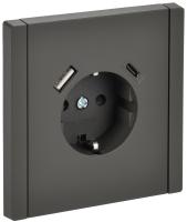 IEK FORTE&PIANO Серый Розетка с/з со шт винтовое крепление 16А USB A+C 18Вт FP347