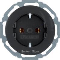 Berker R.classic Черный Розетка с/з с защитными шторками