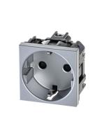 ABB NIE Zenit Серебро Розетка с/з с защитными шторками, винт. зажим, 2 мод