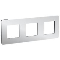 SE Unica Studio Хром/Антрацит Рамка 3-ная