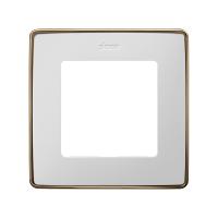 Simon S82 Detail Рамка на 1 пост белого цвета с металлическим основанием цвета медь