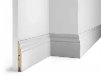 Плинтус AP20 под покраску, белый, 125x16x2400 мм, МДФ, с пазом