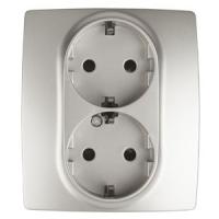 ЭРА 12-2104-15 Розетка 2X2P+E Schuko со шторками, 16A-250В, IP20, 12, Перламутр
