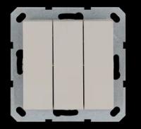 Jasmart Выключатель трехклавишный 10A 250V~ с накладкой, цвет Тауп