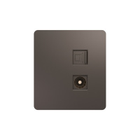 KRANZ Розетка ROUND компьютерная RJ45 кат6 + TV с/у титан