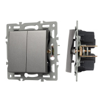 Arlight Механизм выключателя двухклавишный проходной SWT-MKP2-PL-GR (250V, 16A) (-)