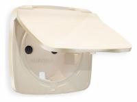 Лицевая панель OMEGA (Бежевый глянец) для электрической розетки с заземлением со шторками и крышкой IP44 QUANT OP3080