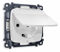 Комплект механизма электрической розетки OMEGA MO128010 Белый матовый с заземлением со шторками и защитной крышкой 2P+E 16A-250V IP44 QUANT