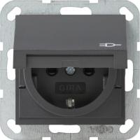 Gira S-55 Антрацит Розетка с/з, с затвором (shutter) и символом