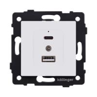 Розетка USB A+C 20W, белый матовый Kollinger REA-037WM для Aspekt, Eleganz, Reflex