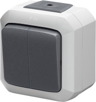 ABB Variant+ Серый Переключатель двухклавишный, ABB Variant+ IP54 серый, IP54