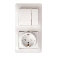 SE Glossa Бел Блок: розетка и 3-кл. выключатель