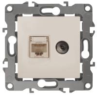 ЭРА 12-3110-02 Слоновая кость Розетка комбинированная RJ45+TV, IP20, 12