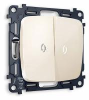 Комплект механизма 2-клавишного выключателя с подсветкой 5600K OMEGA MO304015 Бежевый глянец QUANT