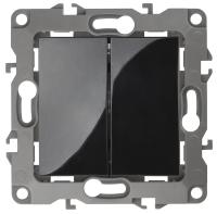 ЭРА 12-1104-06 Выключатель двойной, 10АХ-250В, IP20, 12, Чёрный