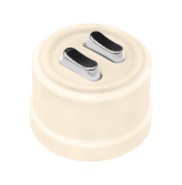 Лизетта Пластик Песочное золото Выключатель кнопочный 2-кл, ручка Серебро (клавишный)