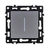 Выключатель кнопочный 1-клавишный 10А/250В с LED подсветкой, серый Kollinger Asthetik AS-012GY