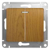 SE Glossa Дерево Дуб Выключатель 2-клавишный с подсветкой, сх.5а