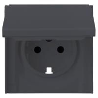 Лицевая панель для розетки 2к+з с крышкой, базальт (35634 BT)