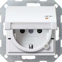Gira Вставка розетки с крышкой, с затвором (shutter) и символом  и контрольным светодиодным индикатором