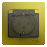 SE Glossa Фисташковый Розетка с/з со шторками с крышкой IP44 (в сборе)