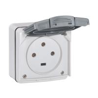 Legrand Plexo Серый Розетка с/з с крышкой, 3К+З 20А,400В,винтовой зажим, накладная, в сборе IP55