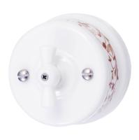 BIRONI Лизетта Керамика Белый Выключатель проходной 1-кл (декор D6/2)