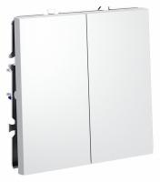 Выключатель с самовозвратом встраиваемый VOLTUM S70 двухклавишный 10А, (белый матовый)