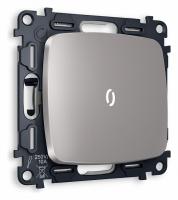 Комплект механизма 1-клавишного проходного выключателя с подсветкой 5600K OMEGA MO502035 Сталь матовый QUANT